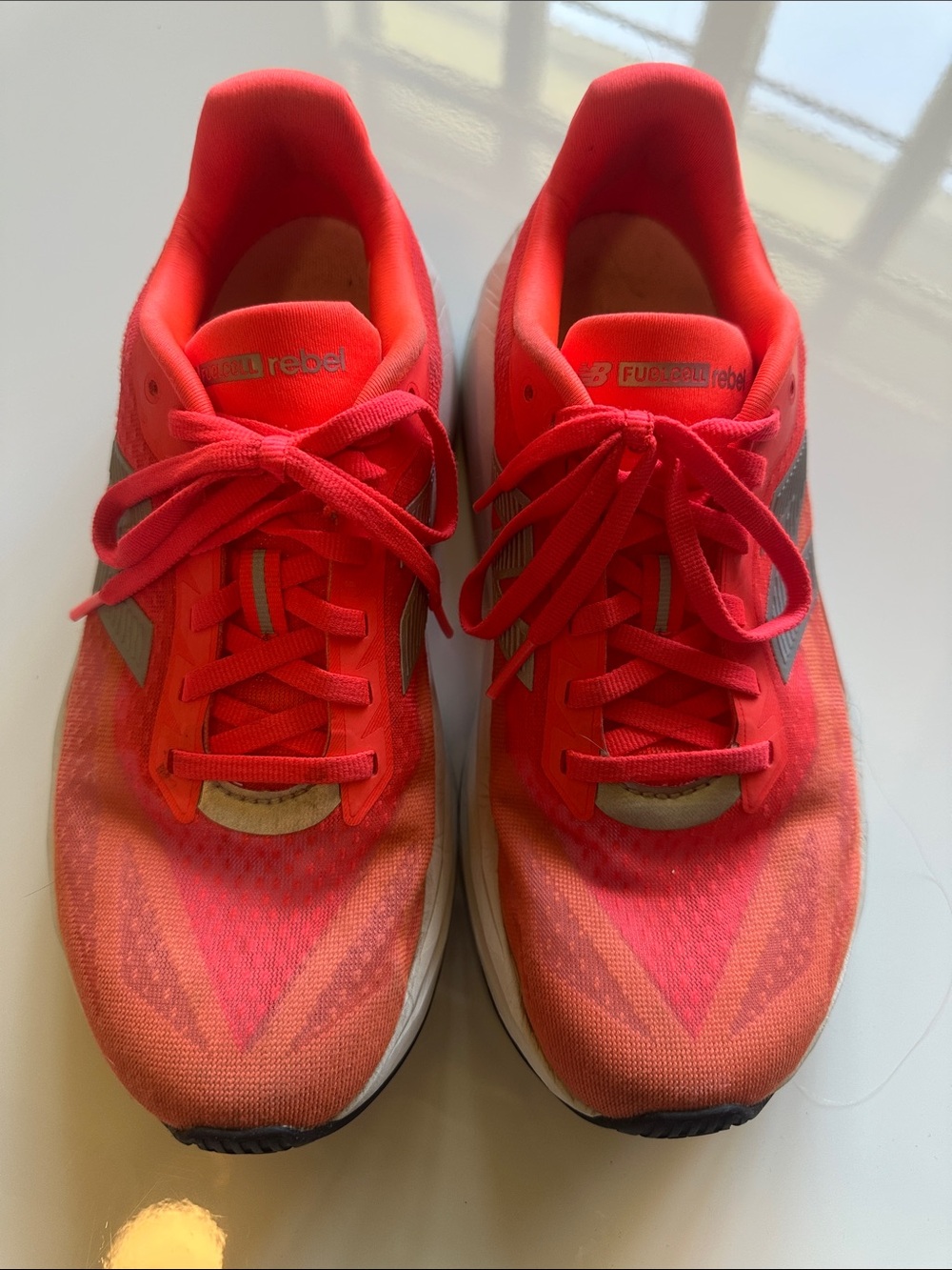 New Balance Womens Neon Coral/Gray FuelCell Running Shoes - Picture 3 of 4